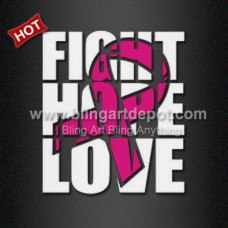 T Shirt DTF Transfer Fight Hope Love Pink Ribbon Design
